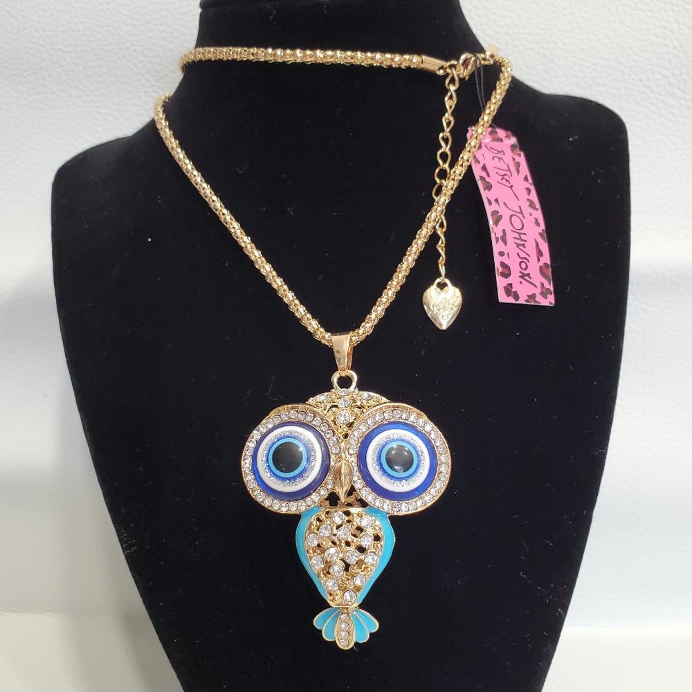 Betsey Johnson Evil Big Eyes OWL Necklace